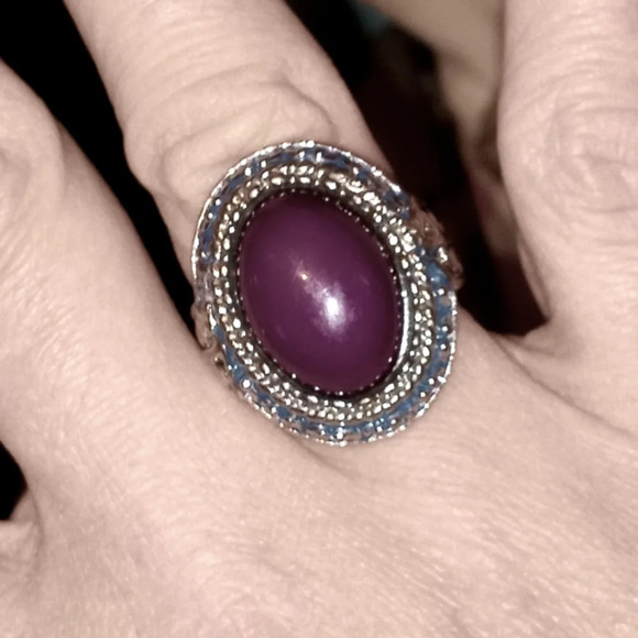 ruby quartz ring in two tone silver and gold ring - Picture 2 of 7